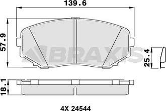 Braxis AB0388 - Тормозные колодки, дисковые, комплект unicars.by