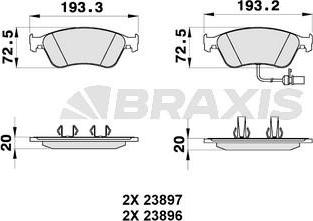 Braxis AB0320 - Тормозные колодки, дисковые, комплект unicars.by