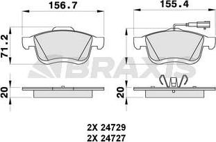 Braxis AB0264 - Тормозные колодки, дисковые, комплект unicars.by