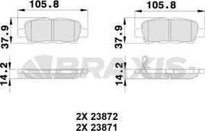 Braxis AB0225 - Тормозные колодки, дисковые, комплект unicars.by