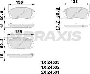 Braxis AB0223 - Тормозные колодки, дисковые, комплект unicars.by