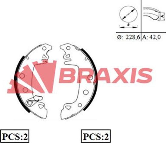 Braxis AC0001 - Комплект тормозных колодок, барабанные unicars.by