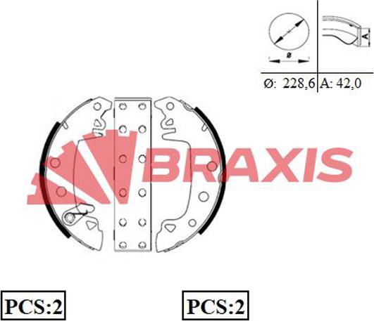 Braxis AC0002 - Комплект тормозных колодок, барабанные unicars.by