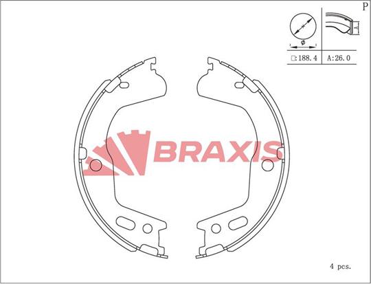 Braxis AC0214 - Комплект тормозов, ручник, парковка unicars.by