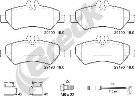 Breck 29190 00 703 10 - Тормозные колодки, дисковые, комплект unicars.by