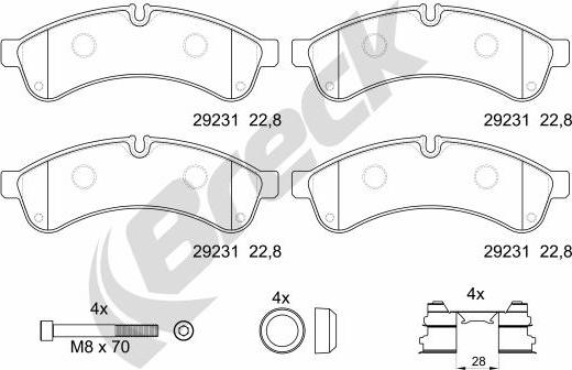 Breck 29231 00 703 00 - Тормозные колодки, дисковые, комплект unicars.by