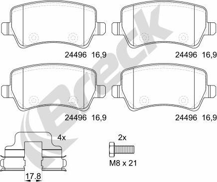 Breck 24496 00 702 00 - Тормозные колодки, дисковые, комплект unicars.by