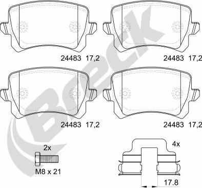 Breck 24483 00 704 10 - Тормозные колодки, дисковые, комплект unicars.by