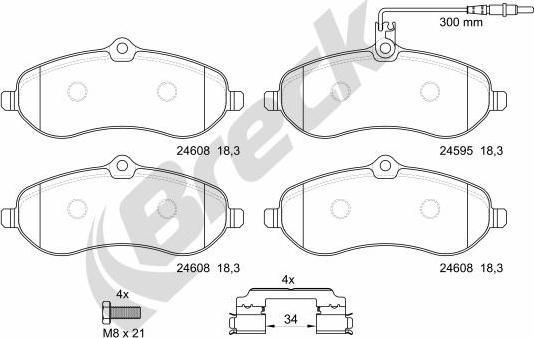 Breck 24595 00 701 00 - Тормозные колодки, дисковые, комплект unicars.by