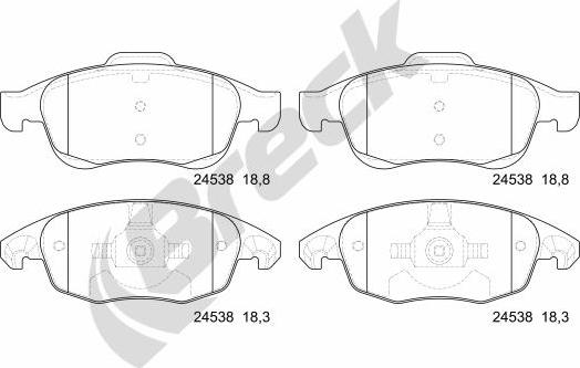 Breck 24538 00 701 00 - Тормозные колодки, дисковые, комплект unicars.by