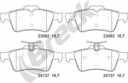 Breck 24137 00 702 00 - Тормозные колодки, дисковые, комплект unicars.by