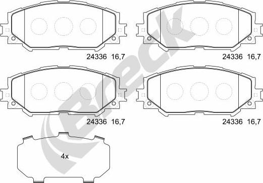 Breck 24336 00 701 00 - Тормозные колодки, дисковые, комплект unicars.by