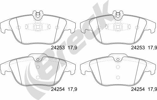 Breck 24253 00 702 00 - Тормозные колодки, дисковые, комплект unicars.by