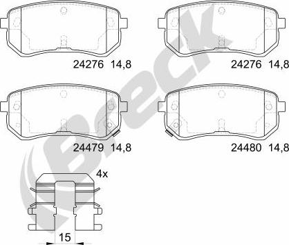 Breck 24276 00 704 10 - Тормозные колодки, дисковые, комплект unicars.by