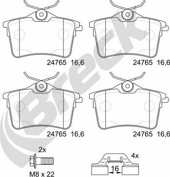 Breck 24765 00 704 00 - Тормозные колодки, дисковые, комплект unicars.by