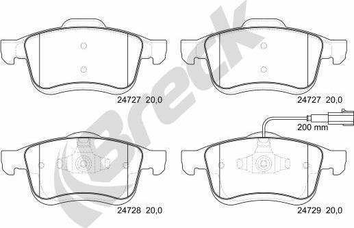 Breck 24727 00 701 10 - Тормозные колодки, дисковые, комплект unicars.by