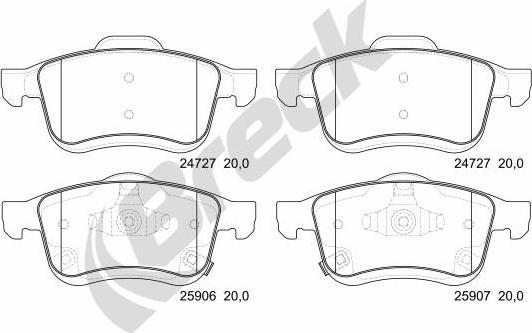 Breck 25906 00 701 00 - Тормозные колодки, дисковые, комплект unicars.by