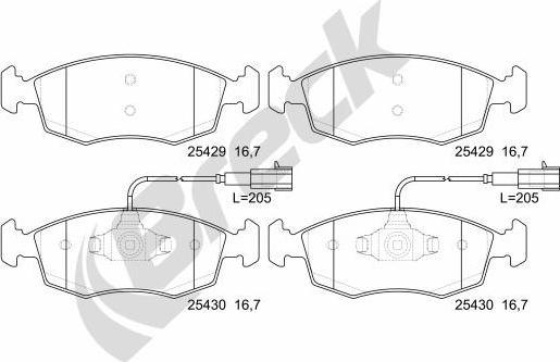 Breck 25429 00 702 00 - Тормозные колодки, дисковые, комплект unicars.by