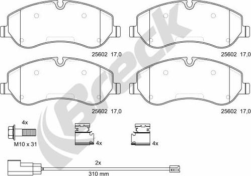 Breck 25602 00 703 00 - Тормозные колодки, дисковые, комплект unicars.by