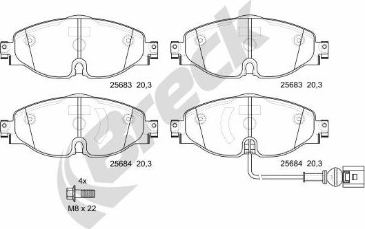 Breck 25683 00 701 00 - Тормозные колодки, дисковые, комплект unicars.by