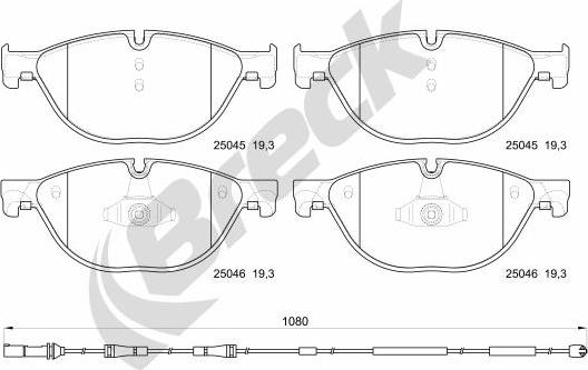 Breck 25045 00 551 00 - Тормозные колодки, дисковые, комплект unicars.by