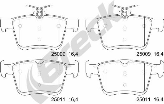 Breck 25009 00 704 00 - Тормозные колодки, дисковые, комплект unicars.by