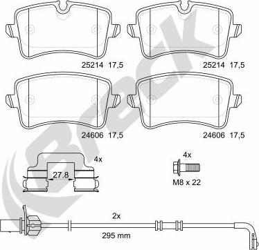 Breck 25214 00 554 00 - Тормозные колодки, дисковые, комплект unicars.by