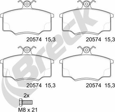 Breck 20574 00 701 00 - Тормозные колодки, дисковые, комплект unicars.by