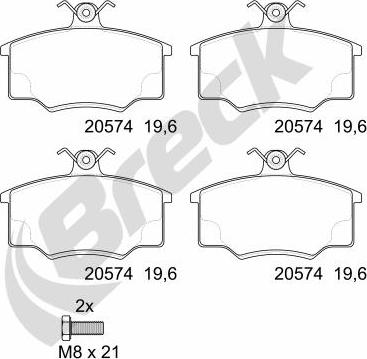 Breck 20574 10 701 00 - Тормозные колодки, дисковые, комплект unicars.by