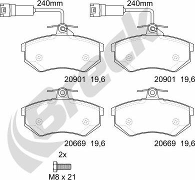 Breck 20669 10 701 10 - Тормозные колодки, дисковые, комплект unicars.by