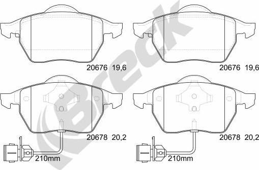 Breck 20676 00 701 10 - Тормозные колодки, дисковые, комплект unicars.by