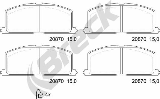 Breck 20870 00 701 10 - Тормозные колодки, дисковые, комплект unicars.by