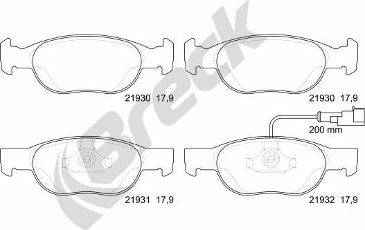 Breck 21930 00 702 10 - Тормозные колодки, дисковые, комплект unicars.by