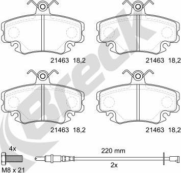 Breck 21463 00 702 10 - Тормозные колодки, дисковые, комплект unicars.by