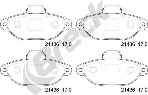 Breck 21436 00 702 00 - Тормозные колодки, дисковые, комплект unicars.by