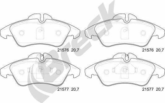 Breck 21576 00 703 10 - Тормозные колодки, дисковые, комплект unicars.by