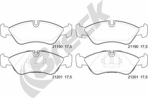 Breck 21190 00 701 00 - Тормозные колодки, дисковые, комплект unicars.by