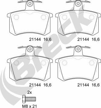 Breck 21144 00 704 00 - Тормозные колодки, дисковые, комплект unicars.by