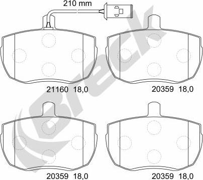 Breck 21160 00 701 10 - Тормозные колодки, дисковые, комплект unicars.by