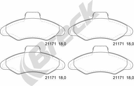 Breck 21171 00 702 00 - Тормозные колодки, дисковые, комплект unicars.by