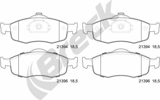 Breck 21394 00 701 00 - Тормозные колодки, дисковые, комплект unicars.by