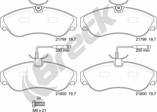 Breck 21799 00 703 10 - Тормозные колодки, дисковые, комплект unicars.by