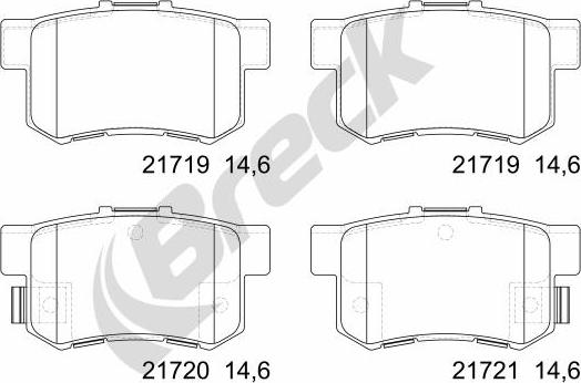 Breck 21719 00 704 00 - Тормозные колодки, дисковые, комплект unicars.by