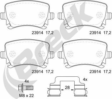 Breck 23914 00 704 10 - Тормозные колодки, дисковые, комплект unicars.by