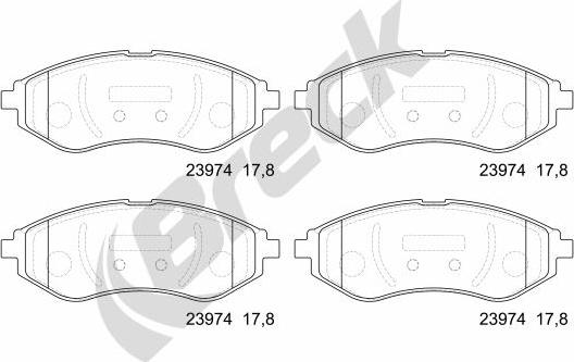 Breck 23974 00 702 00 - Тормозные колодки, дисковые, комплект unicars.by