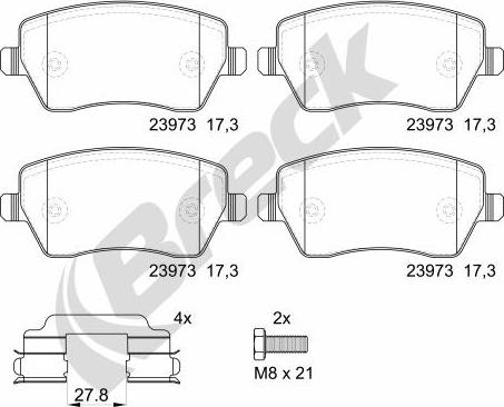 Breck 23973 00 651 00 - Тормозные колодки, дисковые, комплект unicars.by