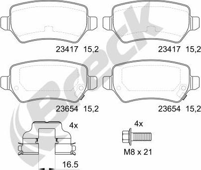 Breck 23417 00 704 10 - Тормозные колодки, дисковые, комплект unicars.by