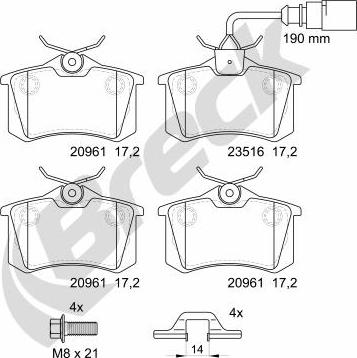 Breck 23554 10 704 10 - Тормозные колодки, дисковые, комплект unicars.by