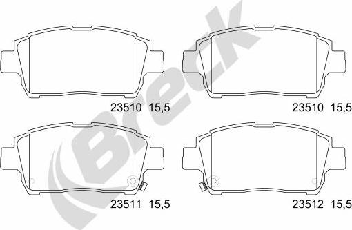 Breck 23510 00 702 10 - Тормозные колодки, дисковые, комплект unicars.by