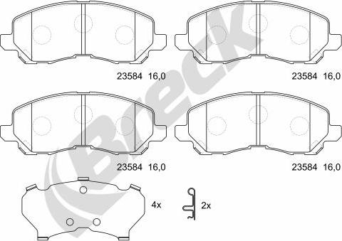 Breck 23584 00 701 00 - Тормозные колодки, дисковые, комплект unicars.by